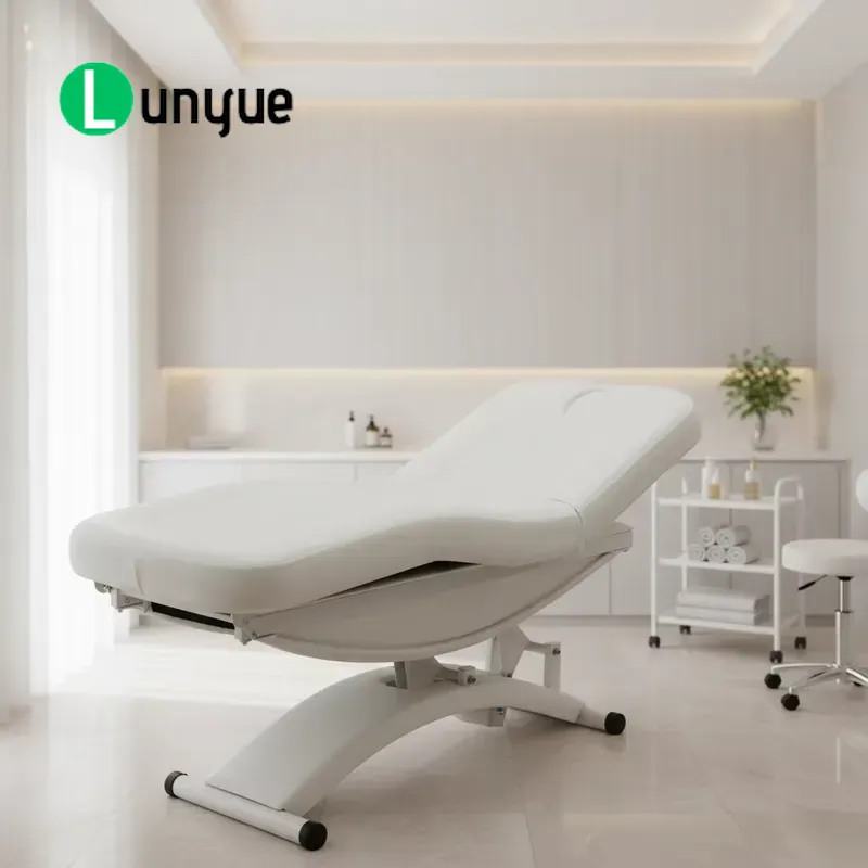 Spa Wellness And Beauty - เตียงเสริมความงามไฟฟ้า 3 มอเตอร์ สีขาว สำหรับนวดหน้า ต่อขนตา