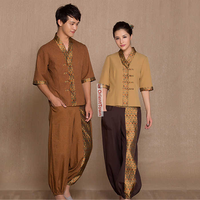 Wellness Spa And Salon - ชุดนวดสปาสไตล์ไทย เสื้อ+กางเกง ชุดทำงานเสริมสวย ชุดยูนิฟอร์มพนักงานนวดเท้า อาบน้ำ ดูแลสุขภาพ