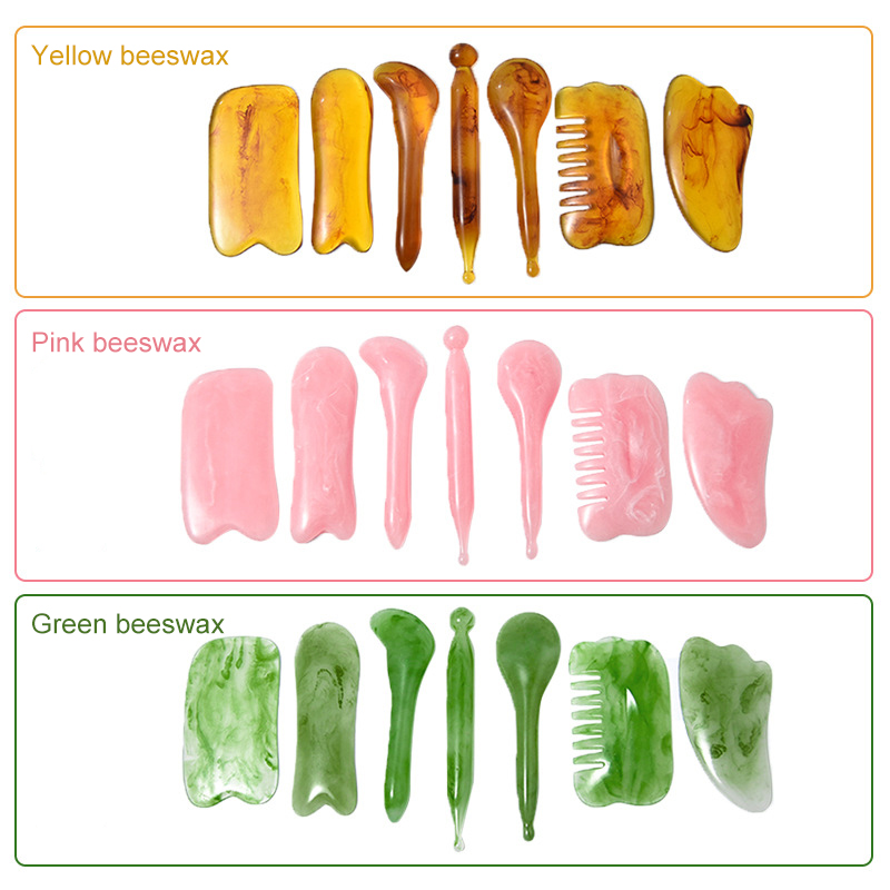 Spa Y Wellness - 7PCS GUASHA เครื่องมือนวดหน้าคอนวดเครื่องมือความงามสปาดูแลผิวคอปวดบรรเทา Scraper ขูดนวด