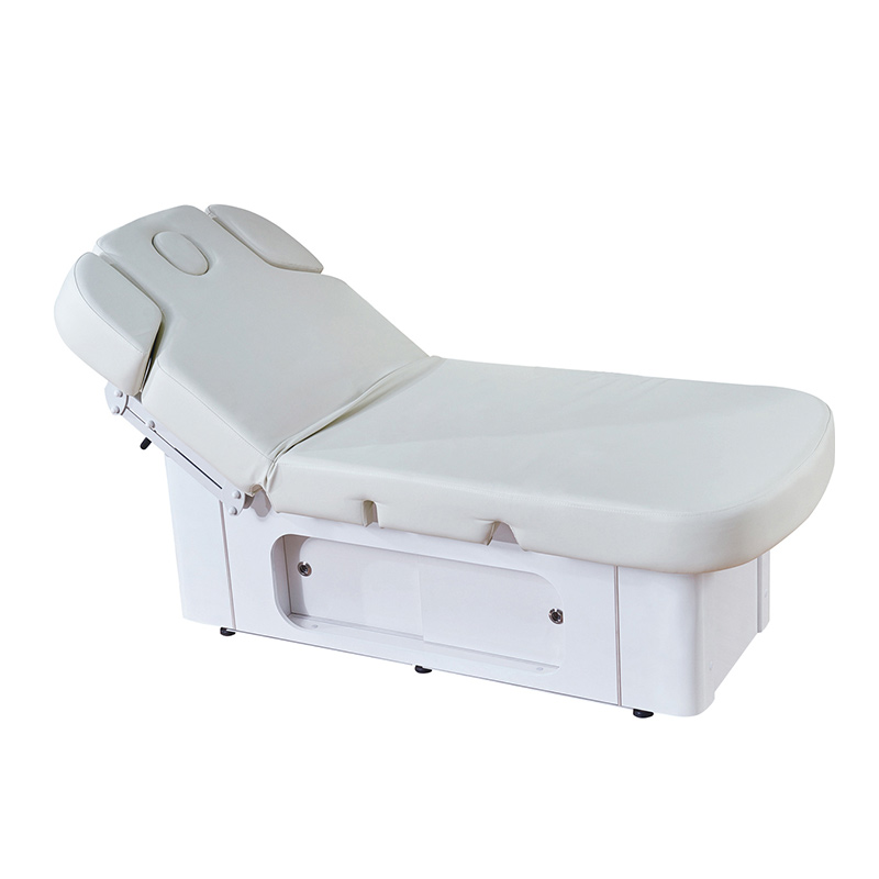 Wellness Spa And Salon - เตียงนวดไฟฟ้าอเนกประสงค์ พร้อมลิ้นชักเก็บของขนาดใหญ่ สีขาวบริสุทธิ์ สำหรับสปาและร้านเสริมสวย