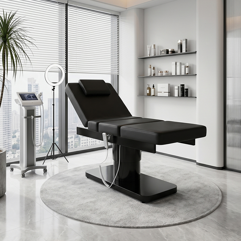 Wellness Spa And Salon - เตียงนวดสปา 3 มอเตอร์ สีดำ สไตล์มินิมอล สำหรับร้านเสริมสวย