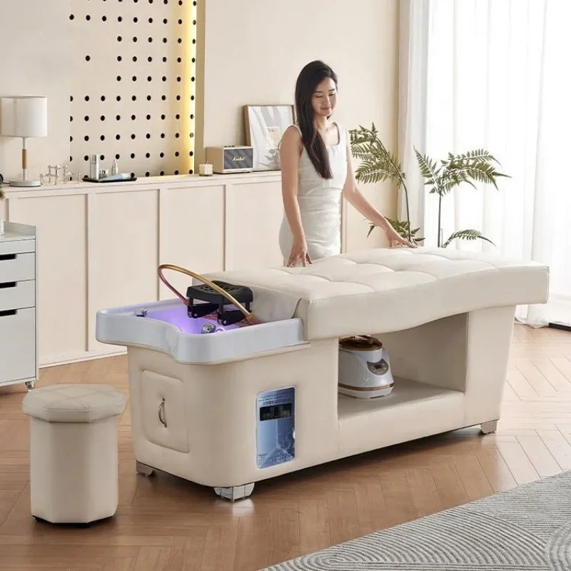 Wellness Spa And Salon - เตียงนวดพร้อมสปาศีรษะและอบไอน้ำ เตียงสระผมสำหรับร้านเสริมสวย ใช้สำหรับสระผม ดูแลสุขภาพ และใช้งานเชิงพาณิชย์